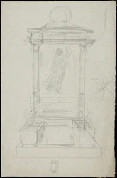 Schets van een graf voor de familie Karakehia op de begraafplaats Père Lachaise in Parijs